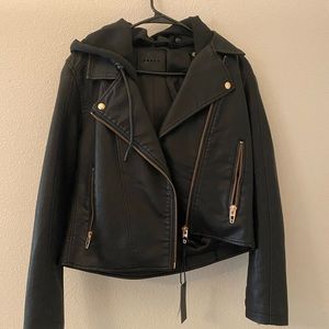 Blank NYC Faux Leather Jacket with Hood
